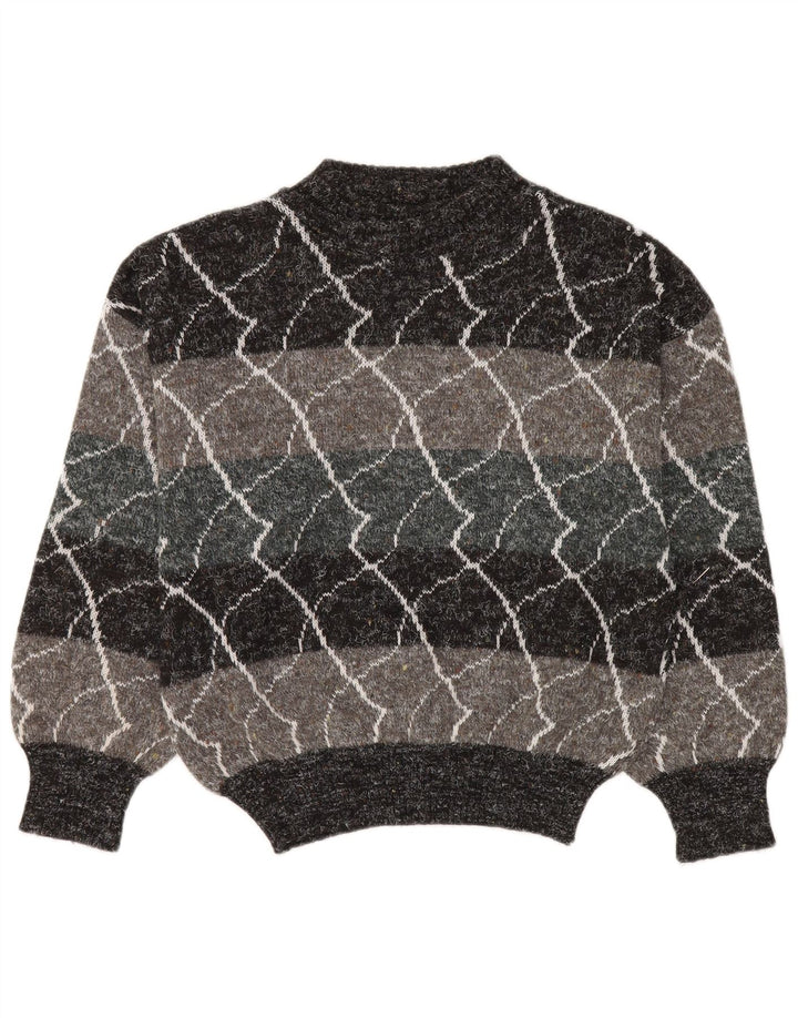 Vintage Damen Rollkragenpullover IT 48 XL Grau gestreift Polyacryl