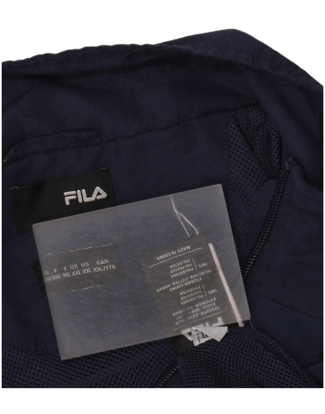 Fila Herren Trainingsanzug Top Jacke 2XL Marineblau gestreift Polyester Sport