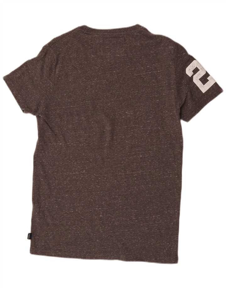 Superdry Herren Grafik-T-Shirt-Oberteil aus mittelgrau gesprenkelter Baumwolle
