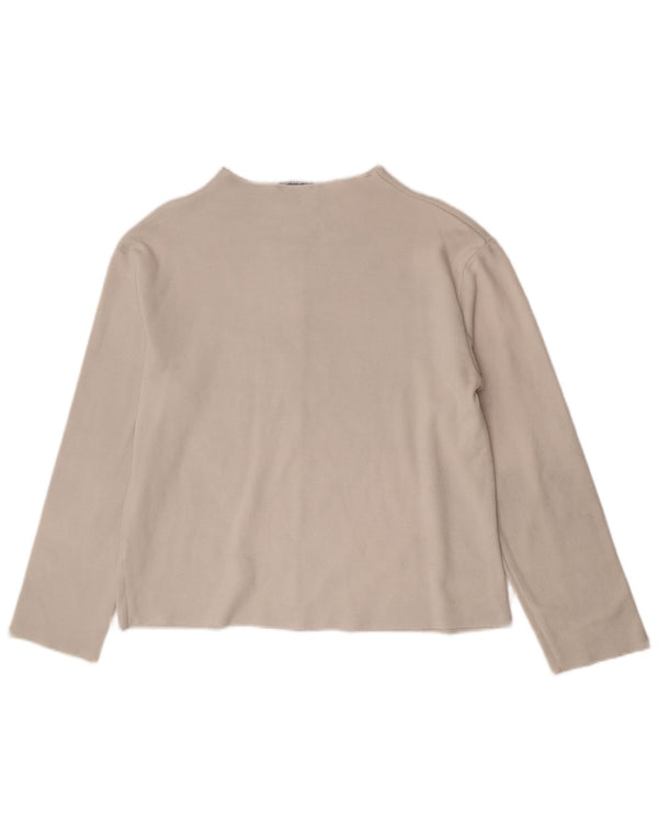 Zara Damen Top Langarm UK 14 Mittelweiße Baumwolle