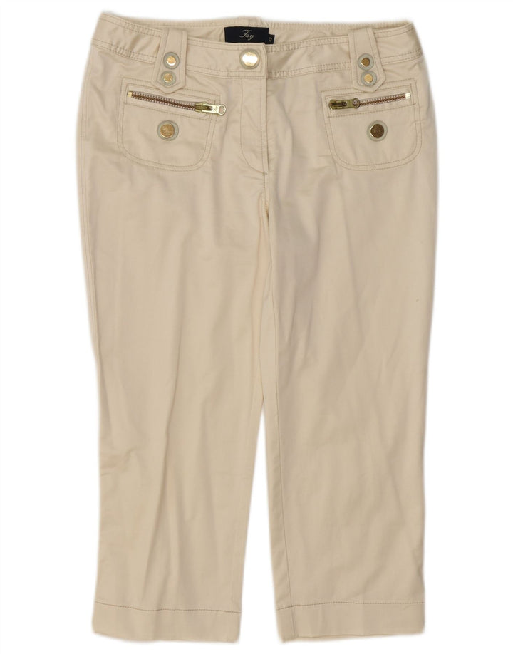 Fay Damen Caprihose IT 44 Medium W30 L20 Off White Baumwolle