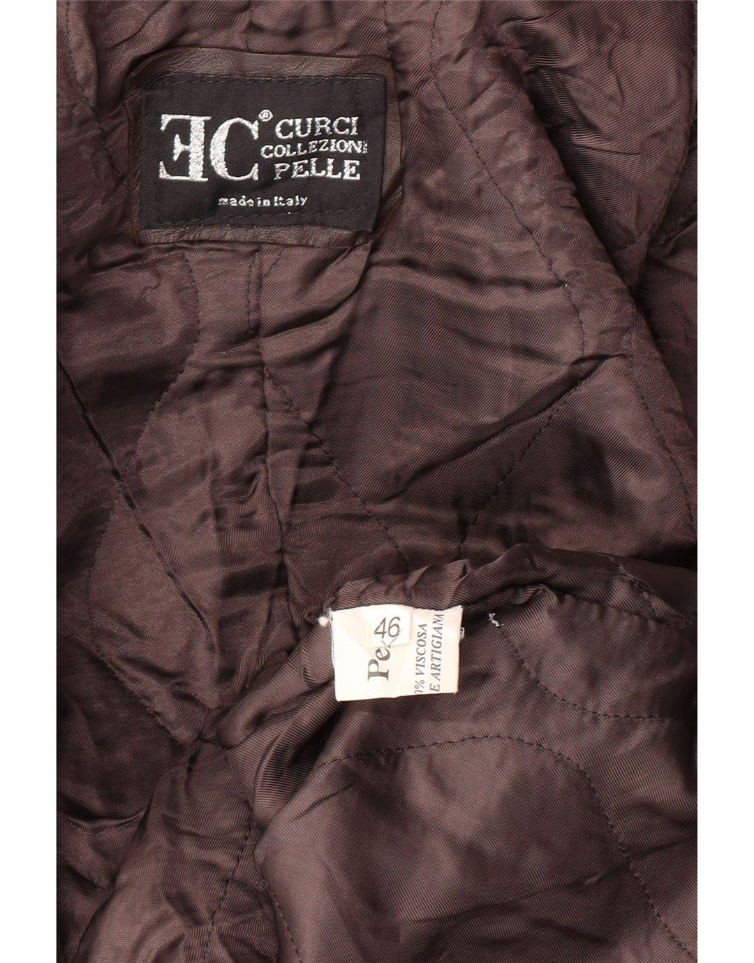 EMANUELE CURCI  Womens Leather Coat IT 46 Large Brown Leather