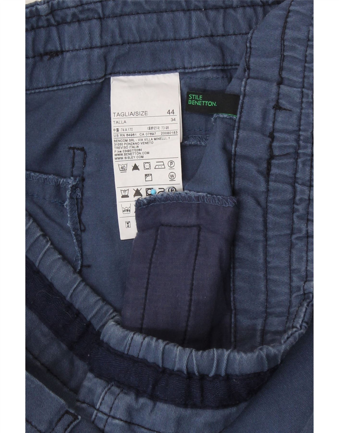 Benetton Damen Minirock IT 44 Medium W34 Marineblaue Baumwolle
