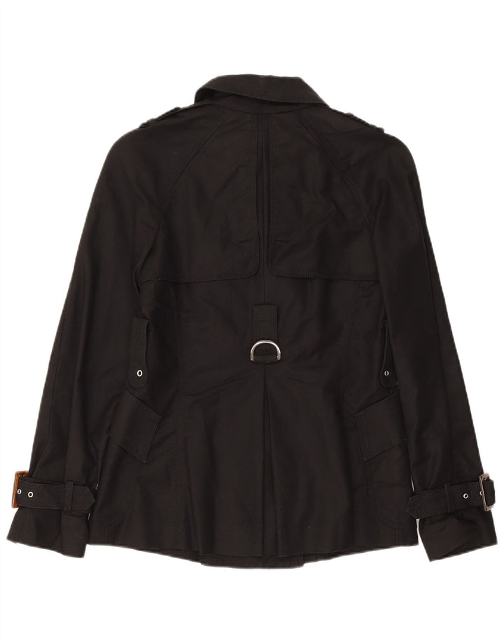 Zara Damen Trenchcoat UK 10 Small Schwarze Baumwolle