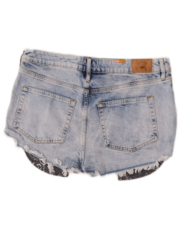 Superdry Damen Distressed Denim Hot Pants W32 Große blaue Baumwolle