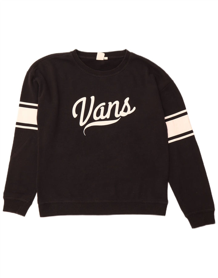 VANS Womens Graphic Sweatshirt Jumper UK 14 Medium Black Colourblock