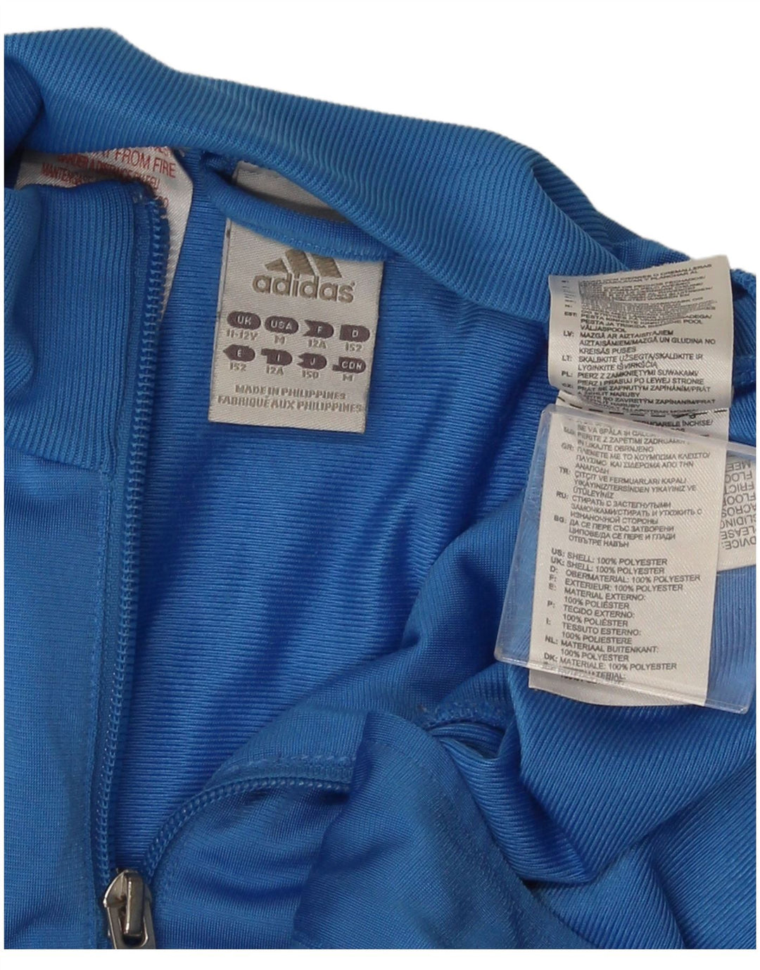 Adidas Jungen-Trainingsanzug-Top-Jacke, 11–12 Jahre, blaues Colourblock-Polyester