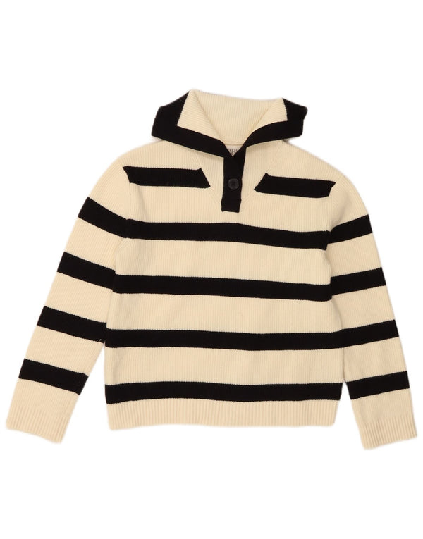 Zara Rollkragenpullover für Mädchen, 11–12 Jahre, cremefarbene, gestreifte Viskose
