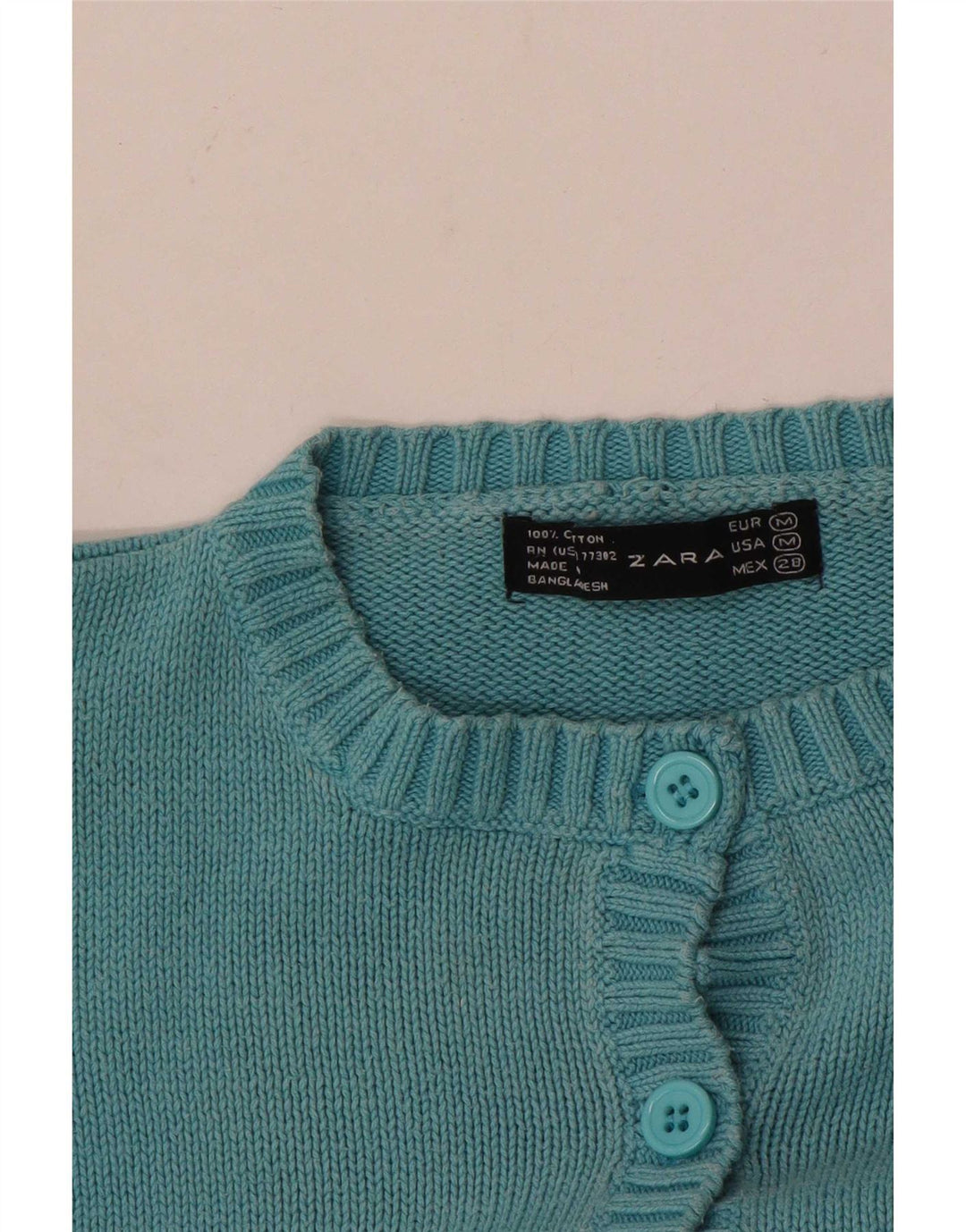 Zara Damen-Cardigan-Pullover UK 12 Mittelblaue Baumwolle