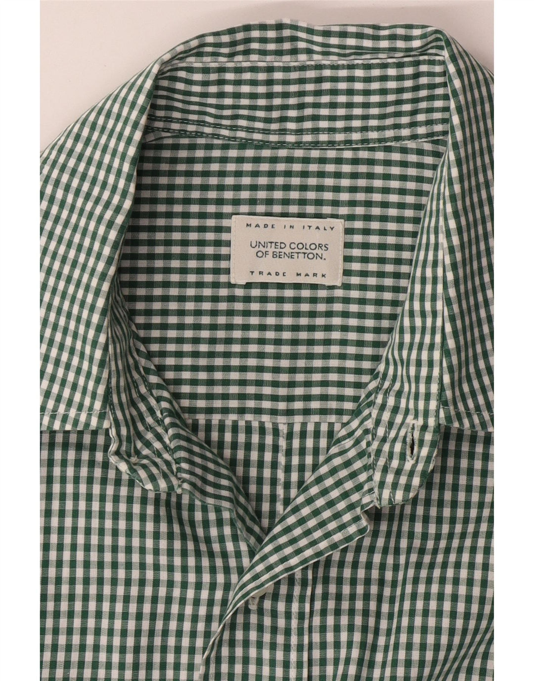 BENETTON Herren Kurzarmhemd Large Green Gingham