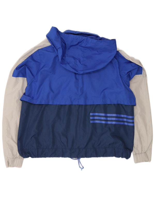 Adidas Damen-Regenjacke mit Kapuze, übergroß, UK 18, XL, Blau, Farbblock