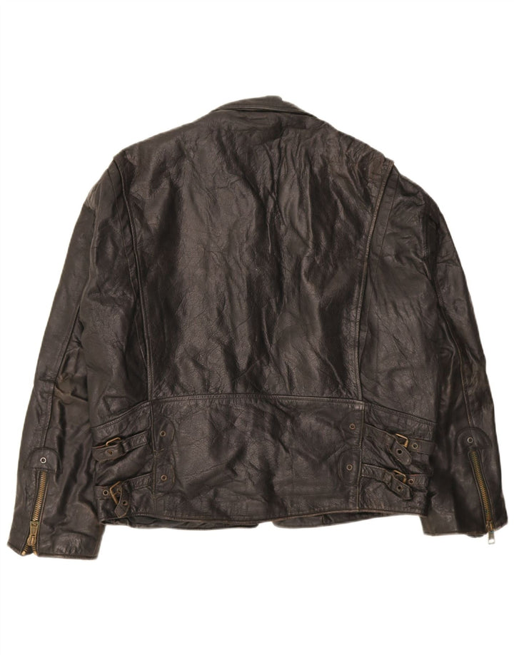 Vintage Herren Lederjacke UK 40 Großes schwarzes Leder