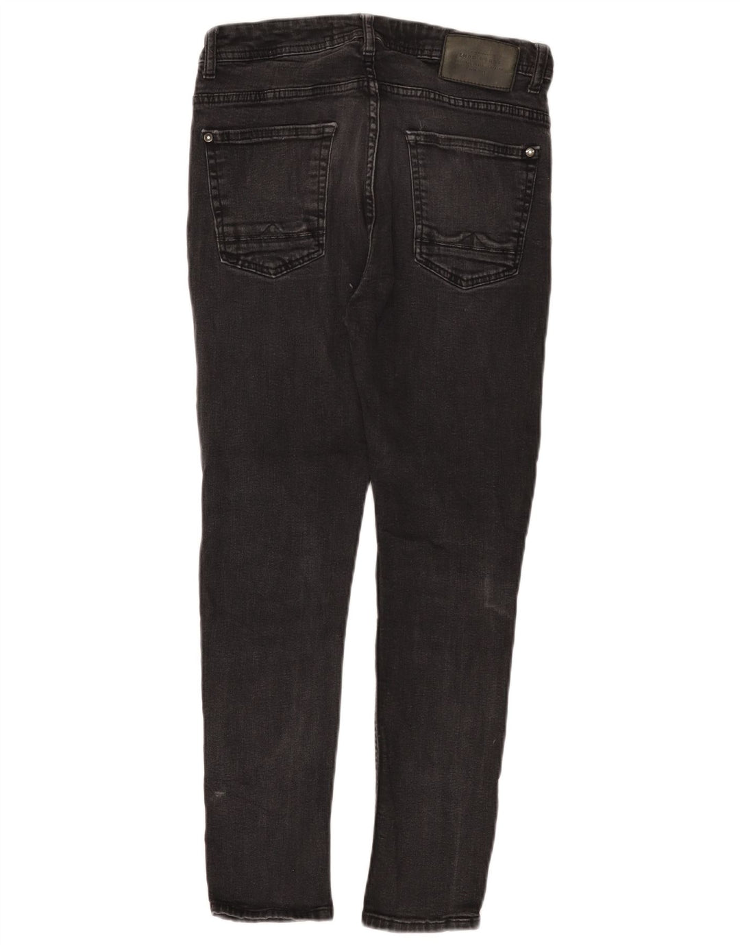 ZARA Damen Distressed Crop Skinny Jeans EU 40 Medium W31 L25 Schwarze Baumwolle