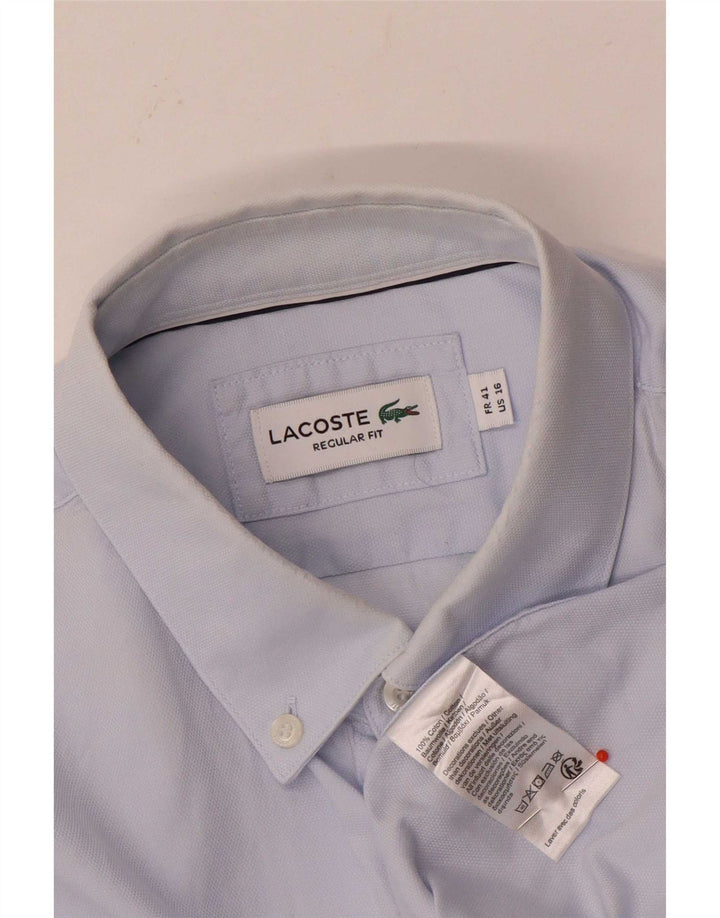 Lacoste Herren-Hemd mit normaler Passform, Größe 41 16, große blaue Baumwolle
