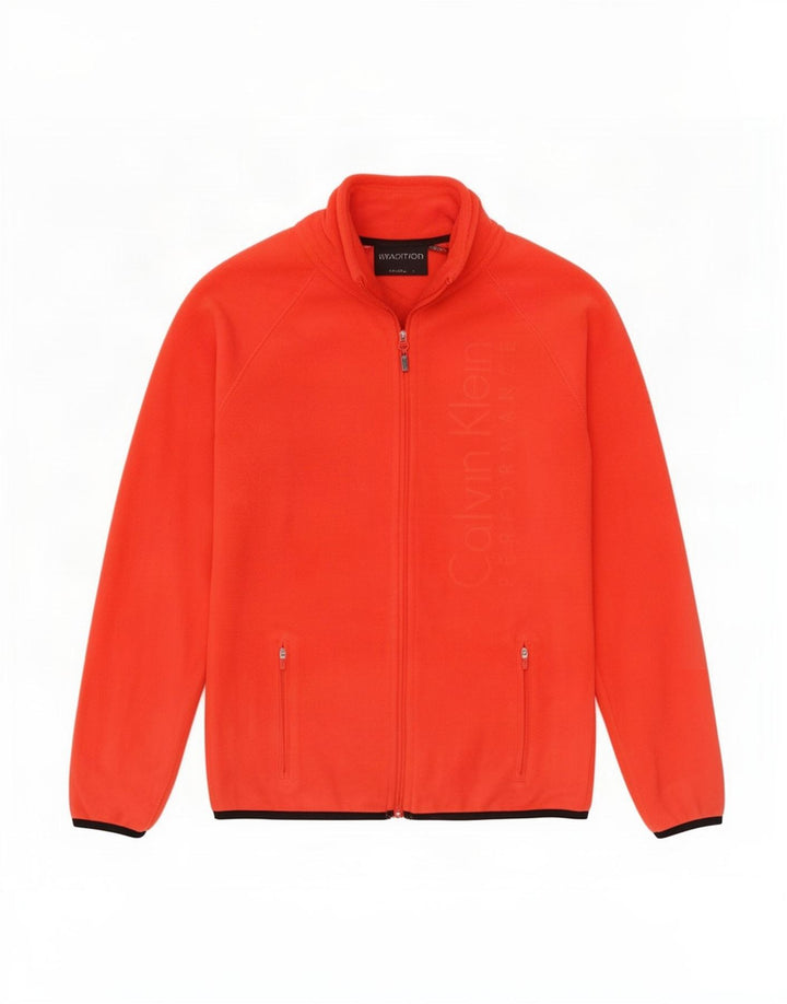 Calvin Klein Damen Grafik-Fleecejacke UK 14 Mittelrotes Polyester