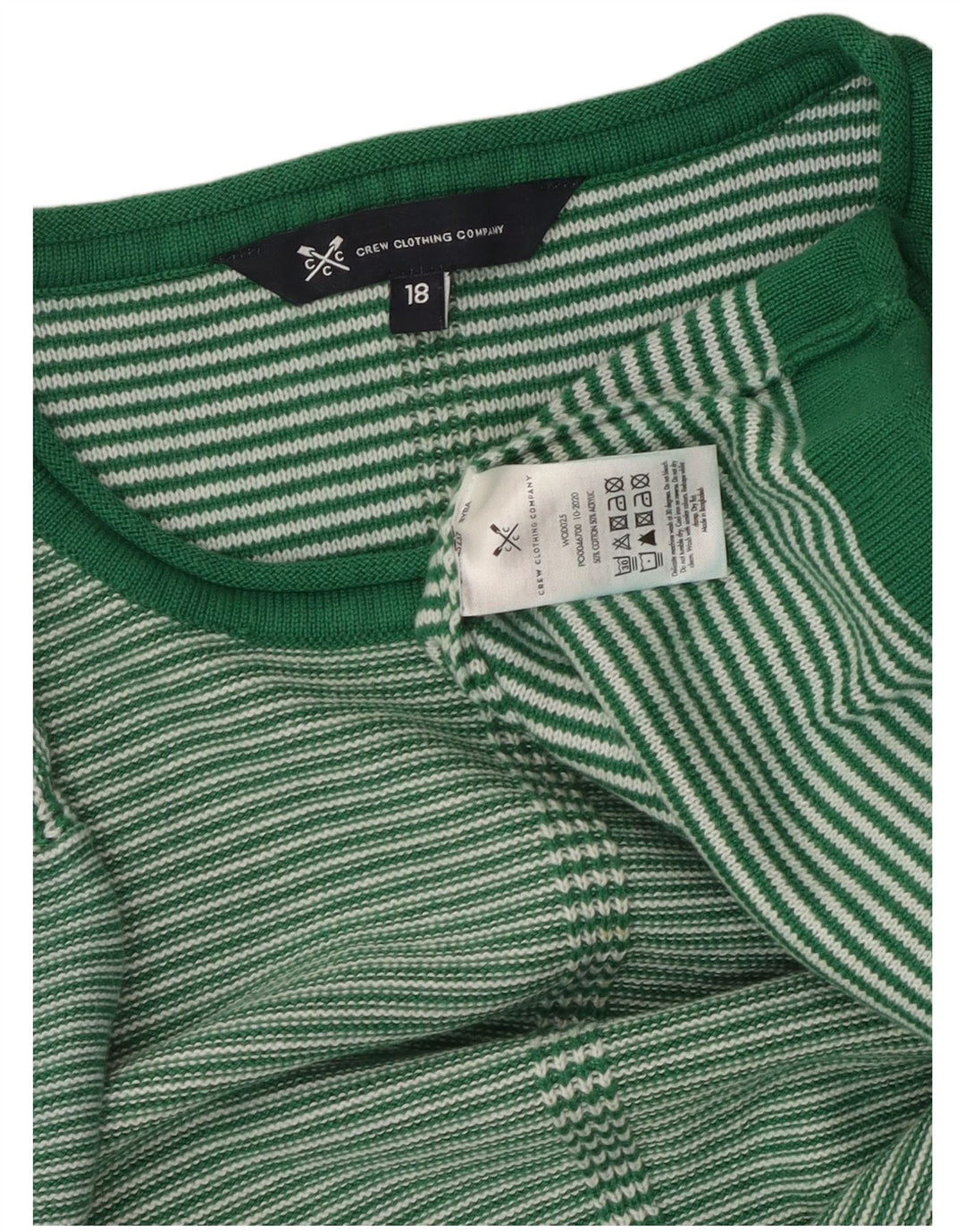 CREW CLOTHING Damen-Pullover mit U-Boot-Ausschnitt, UK 18, XL, grün gestreift