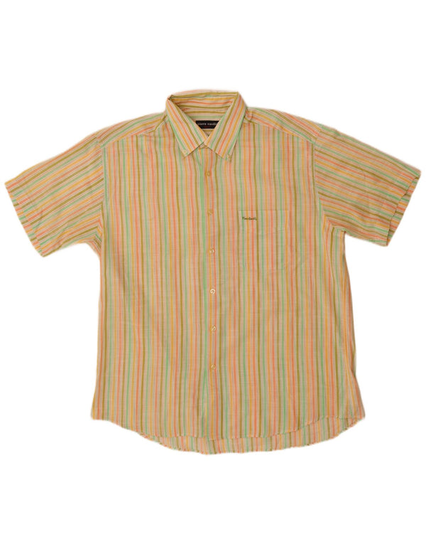 Pierre Cardin Mens Short Sleeve Shirt Size 42 Large Multicoloured Striped