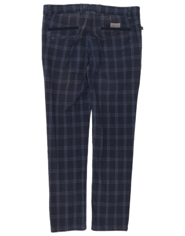 Jeckerson Herren Autograph Slim Anzughose W32 L29 Marineblau karierte Baumwolle