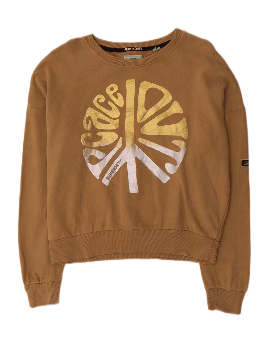SUPERDRY Damen-Sweatshirt in Übergröße mit Grafik, UK 12, Mittelbraun