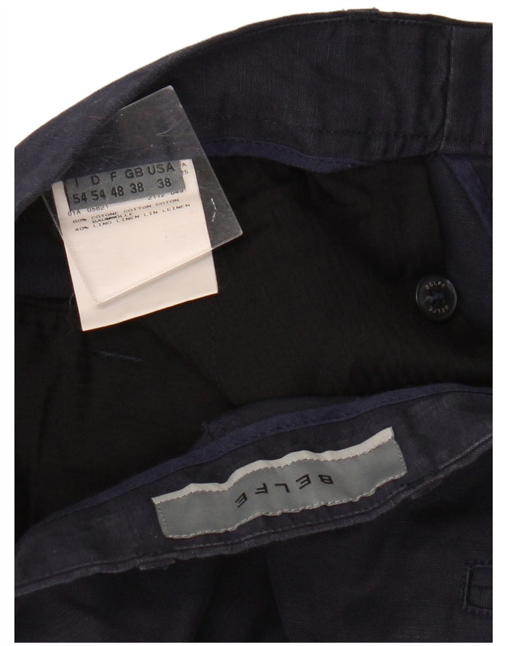 Gerade Herren-Chinohose von Belfe, W38, L31, marineblaue Baumwolle