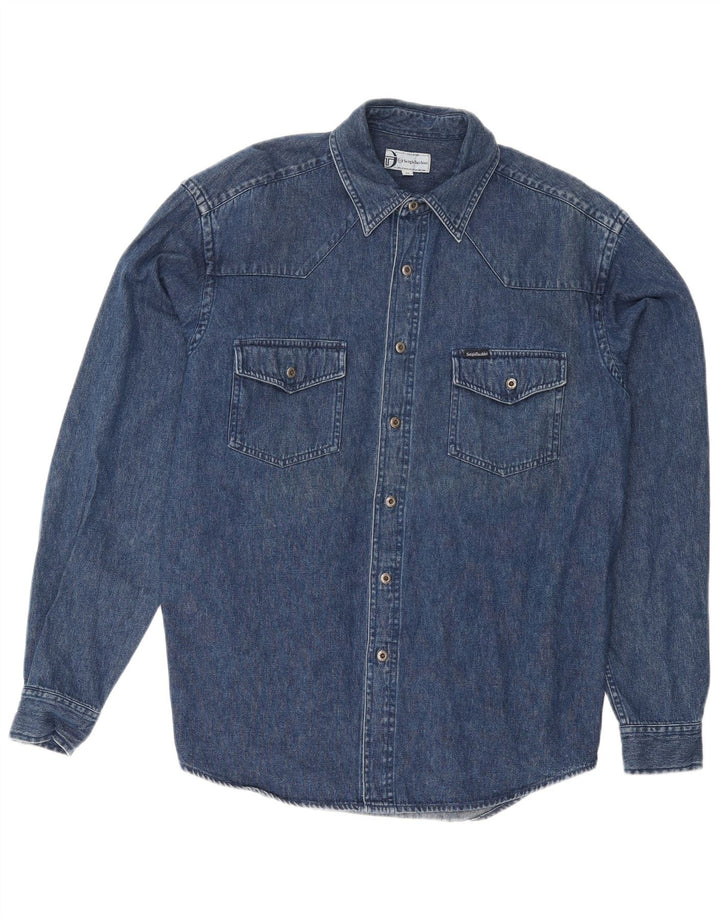 Sergio Tacchini Herren-Jeanshemd, mittelmarineblaue Baumwolle