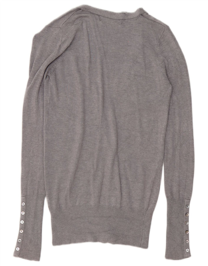 ZARA Damen-Cardigan-Pullover UK 10 Kleiner grauer Rayon