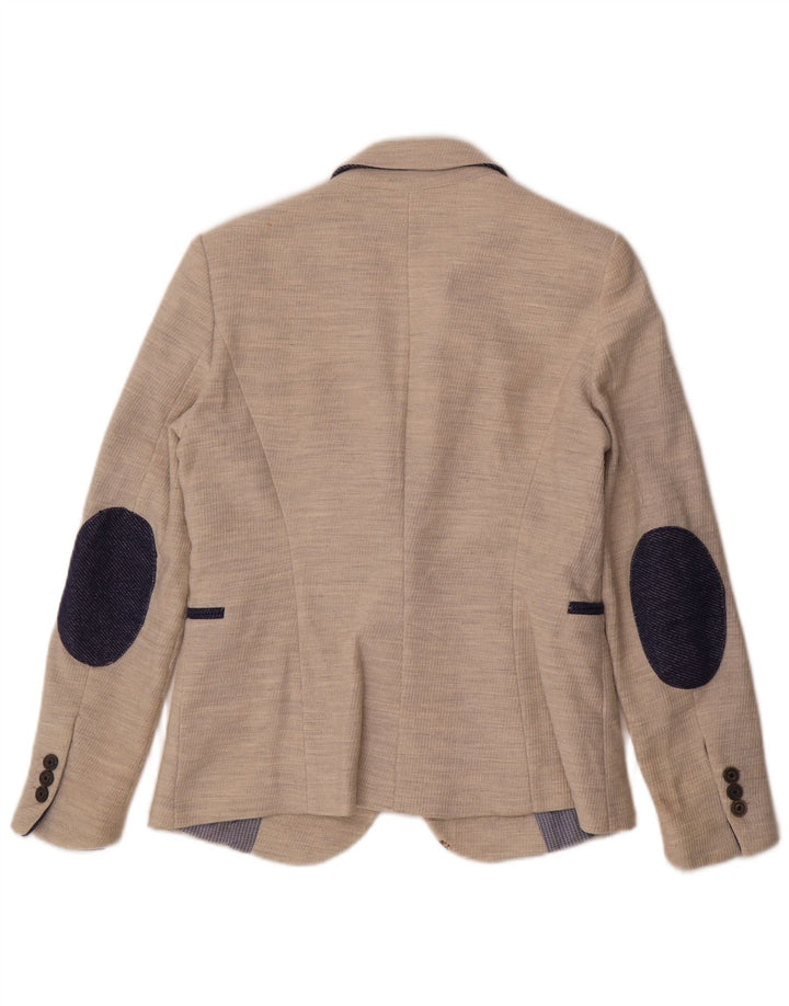 Zara Damen 1-Knopf-Blazerjacke UK 12 Medium Beige Polyester