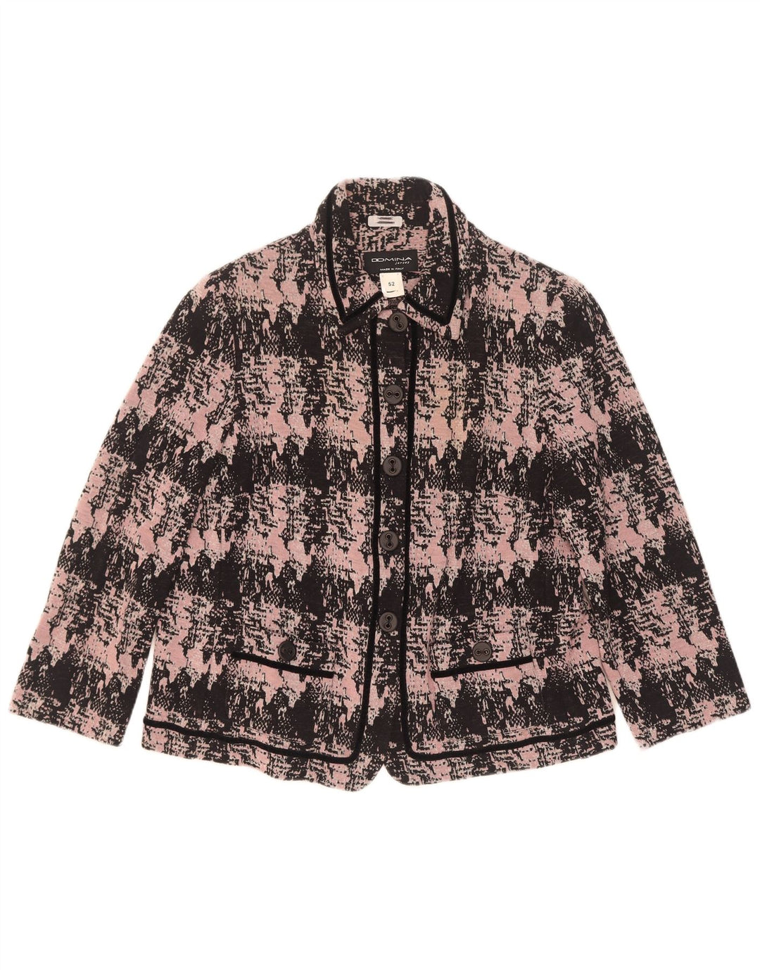 Domina Damen-Blazer mit abstraktem Muster und 5 Knöpfen, IT 52, 2XL, rosa Wolle