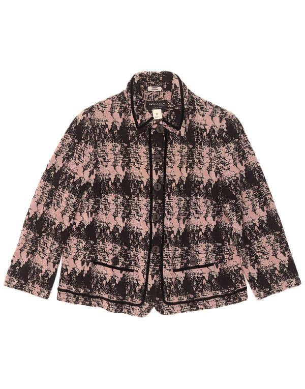 Domina Damen-Blazer mit abstraktem Muster und 5 Knöpfen, IT 52, 2XL, rosa Wolle