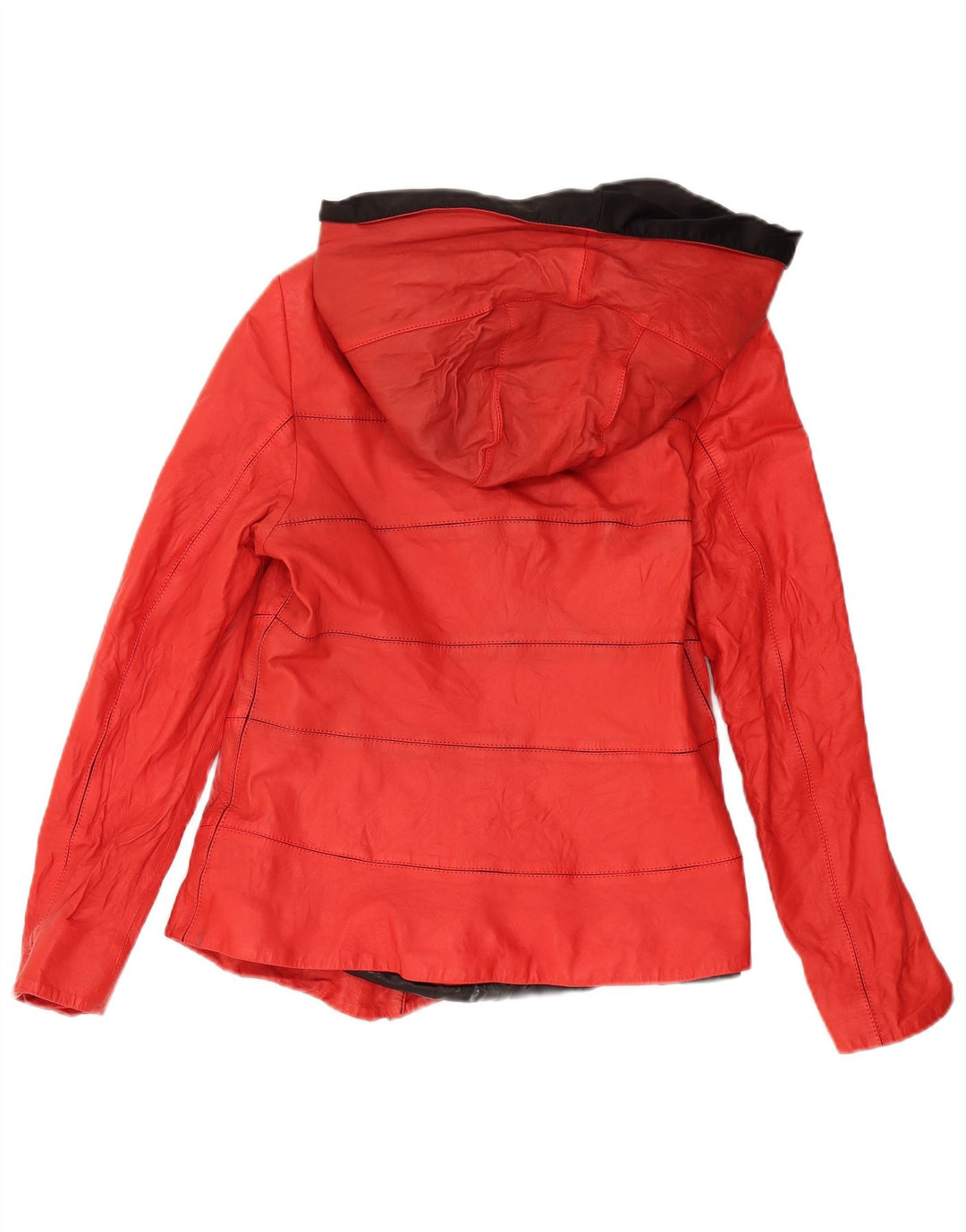 IBIZA Damen-Lederjacke mit Kapuze, UK 20 2XL, rotes Colourblock-Leder