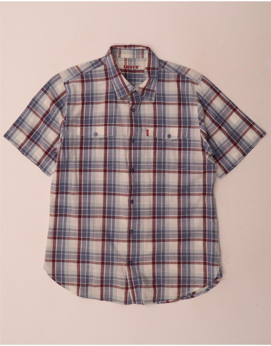 Levi's Herren-Kurzarmhemd, groß, blau kariert, Baumwolle