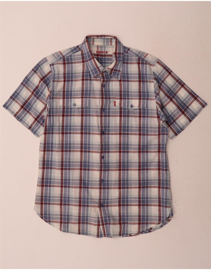 Levi's Herren-Kurzarmhemd, groß, blau kariert, Baumwolle