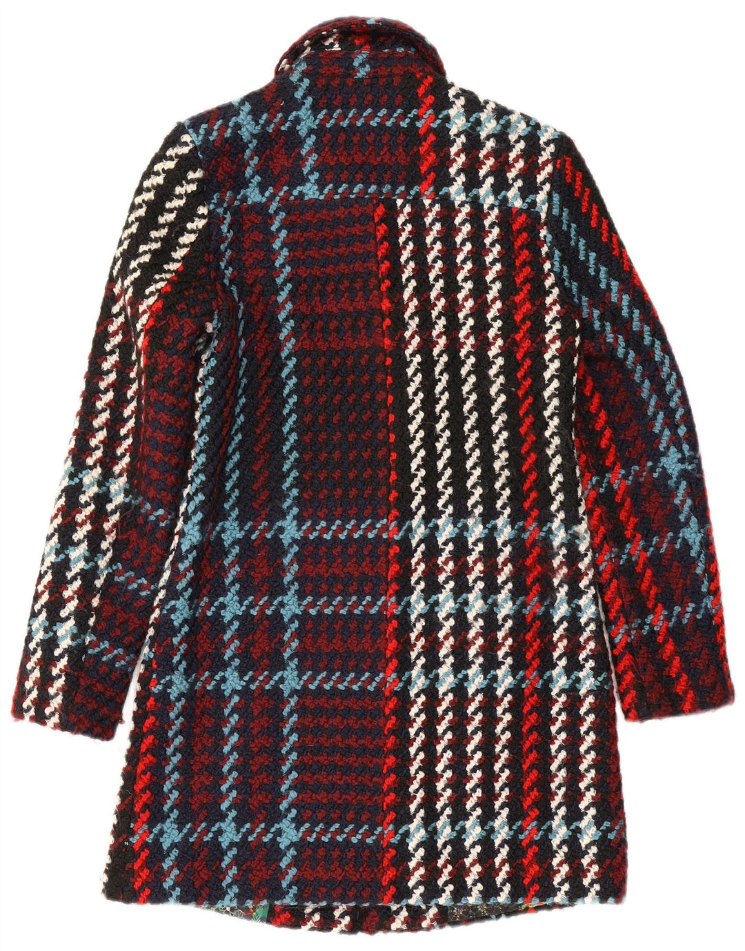 Desigual Damen Mantel EU 36 Kleines mehrfarbiges Karo-Acryl