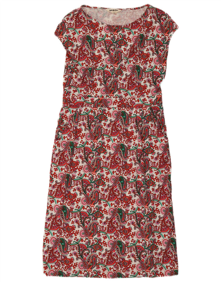 Boden Langes Basic-Kleid für Damen, UK 14, Größe L, rot, Paisley-Baumwolle