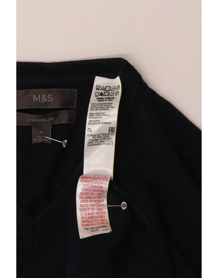 Marks & Spencer Herren-Pullover mit V-Ausschnitt, Mittelblau, Acryl