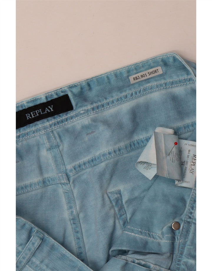 Replay Herren-Jeansshorts, W34, Größe L, Blau, Baumwolle