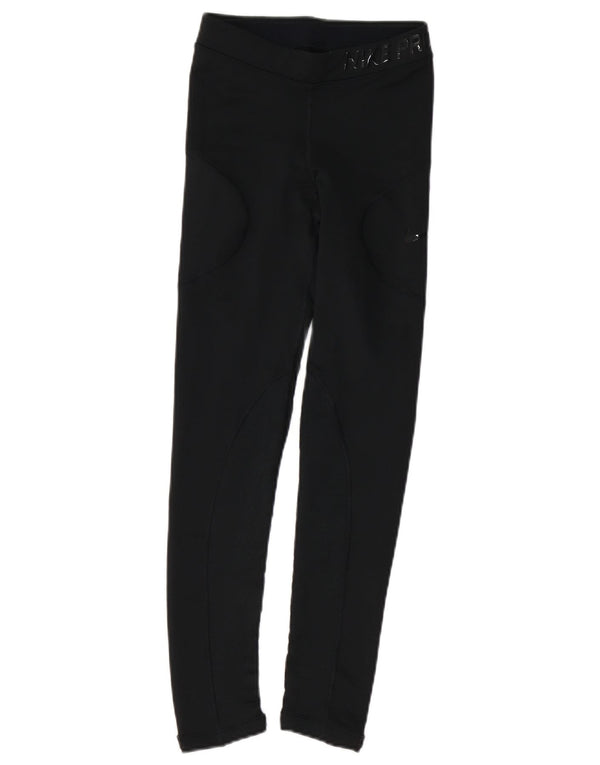 NIKE Damen Graphic Leggings UK 4 XS Schwarz