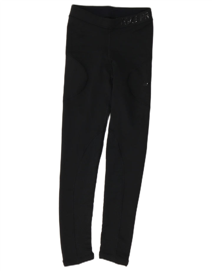 NIKE Damen Graphic Leggings UK 4 XS Schwarz