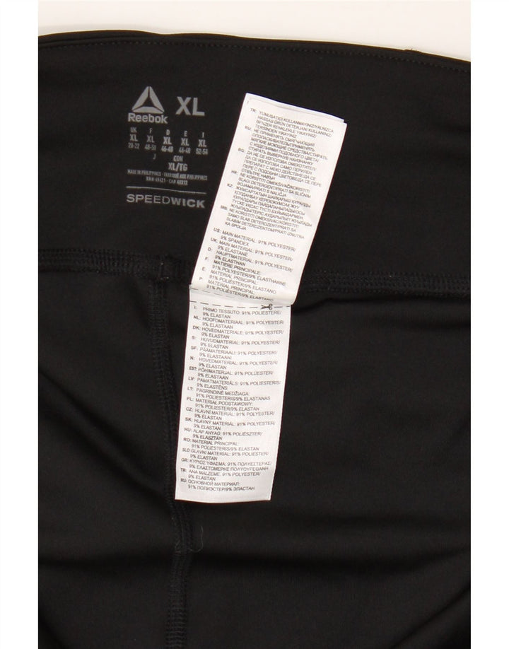 REEBOK Damen Capri-Leggings UK 20/22 XL Schwarzes Colourblock-Polyester