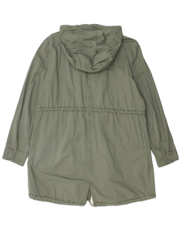 Benetton Damen Parka mit Kapuze, UK 16, Größe L, Khaki, Baumwolle