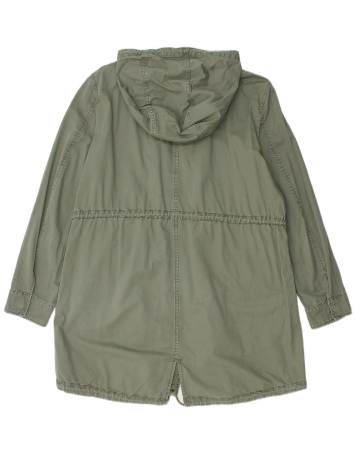 Benetton Damen Parka mit Kapuze, UK 16, Größe L, Khaki, Baumwolle