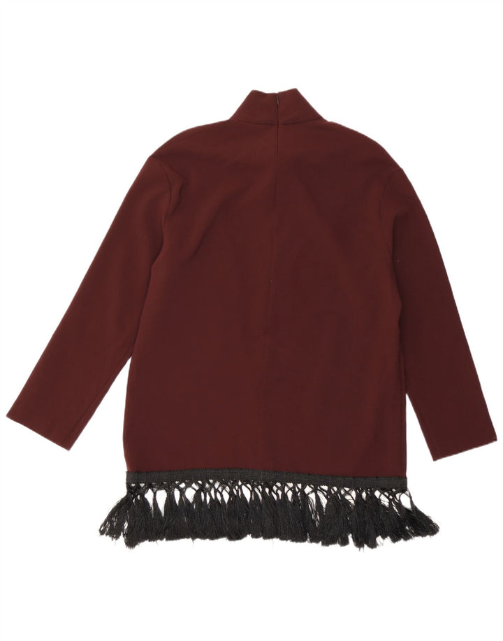Zara Damen Langarm-Tunika-Oberteil UK 14 Medium Burgund