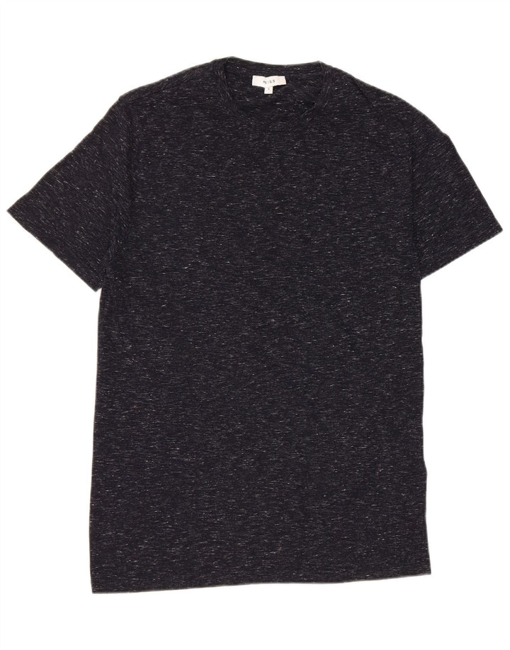 Reiss Herren T-Shirt Top Small Marineblau gesprenkelte Baumwolle