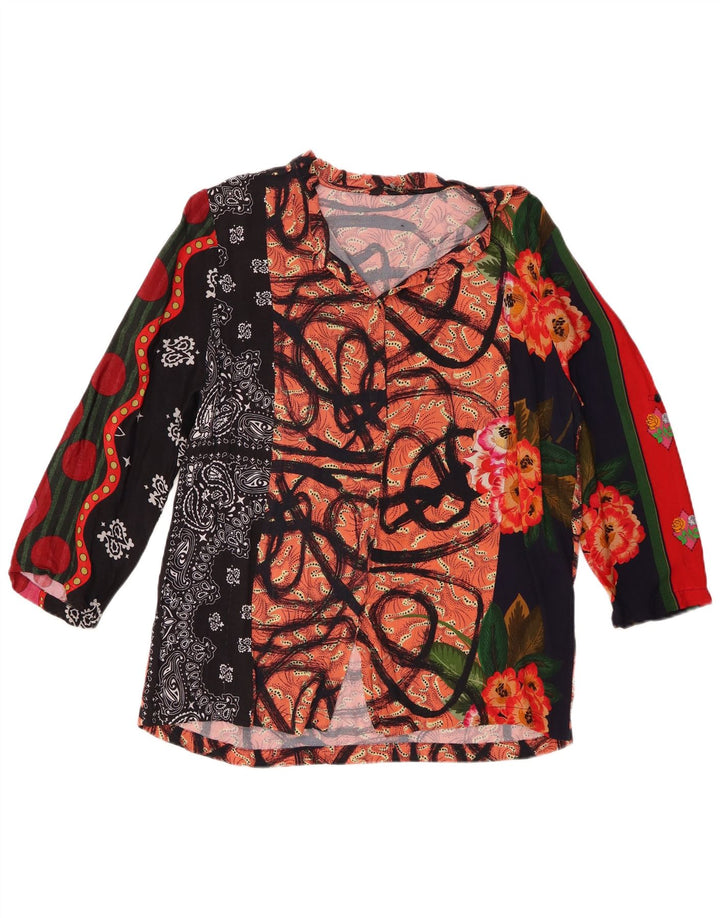 Desigual Damen-Blusenoberteil mit 3/4-Ärmeln, UK 18, XL, mehrfarbig, Patchwork