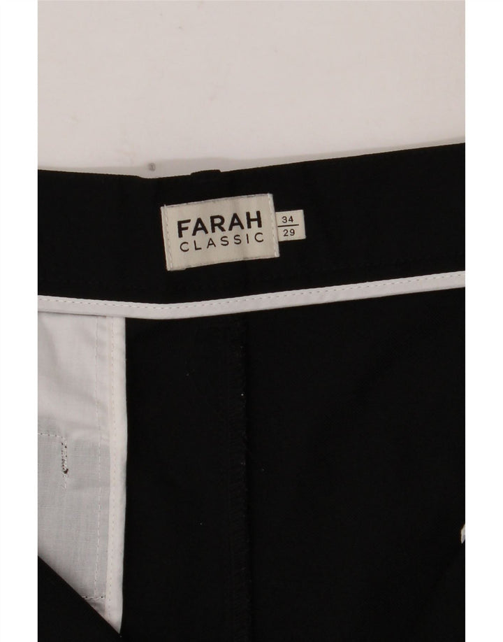 FARAH Herren-Chinohose, klassisch, gerade, W34, L29, schwarzes Polyester