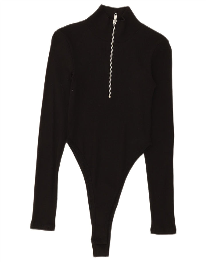 ZARA Womens Long Sleeve Bodysuit UK 10 Small Black