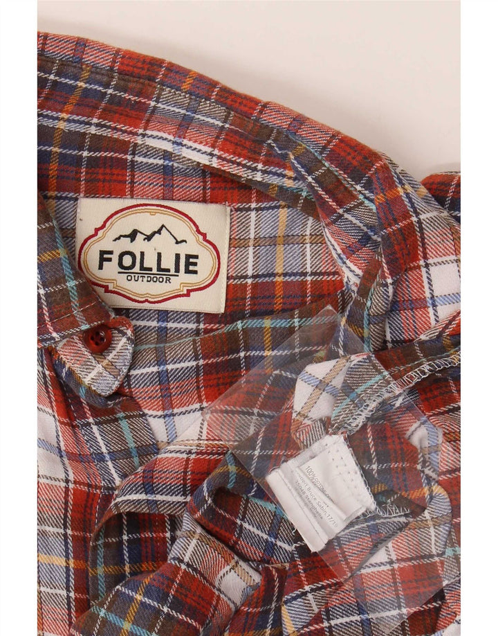 Follie Herren-Flanellhemd, mittelrot, kariert, Baumwolle