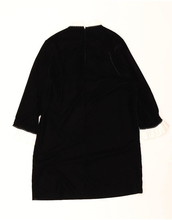 Langärmliges Samt-Etuikleid von Zara für Damen, UK 14, Mittelschwarz, Farbblock