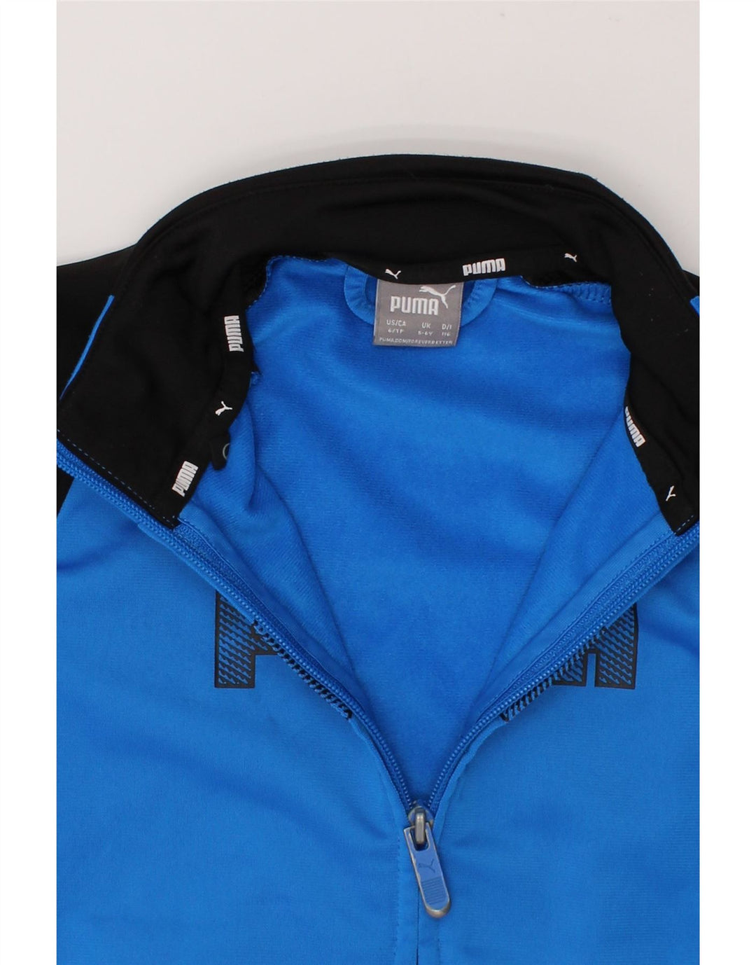 PUMA Boys Graphic Tracksuit Top Jacket 5-6 Years Blue Colourblock Vintage Puma and Second-Hand Puma from Messina Hembry 