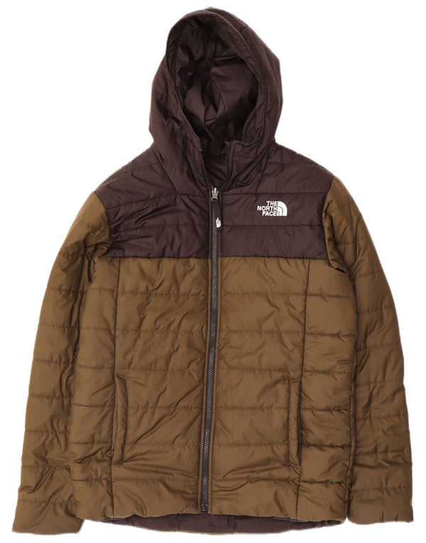 THE NORTH FACE wattierte Jungenjacke mit Kapuze, 14–15 Jahre, XL, Khaki, Farbblock